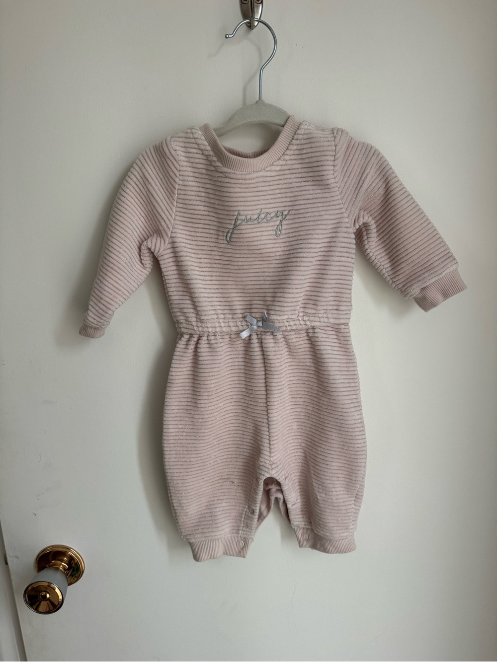 Juicy Couture Pink Ribbed Long-Sleeve Baby One-Piece